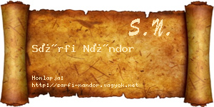 Sárfi Nándor névjegykártya